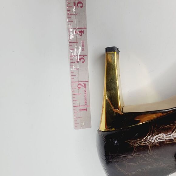 Vintage 90s J. Renee Bronze Metallic Block Heel Square Pointy Toe Heels size 8 - Picture 13 of 15